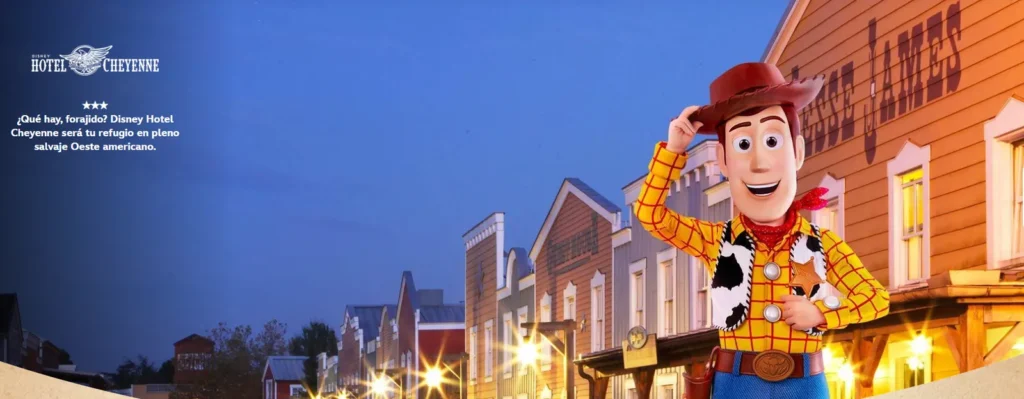 Woody en Disney Hotel Cheyenne ambientado en el Lejano Oeste.